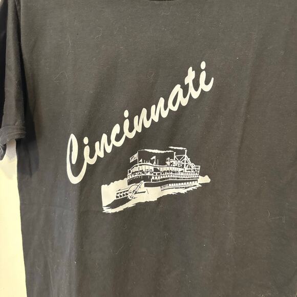 Vtg Velva Sheen Cincinnati Steamboat Black Tshirt Single Stitch‎ Large Ohio USA - Picture 2 of 7